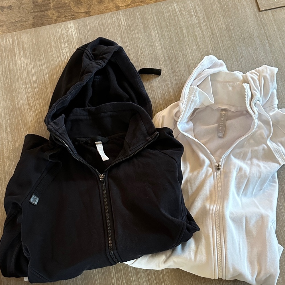 Athleta Black and White Zip-Up Hoodies